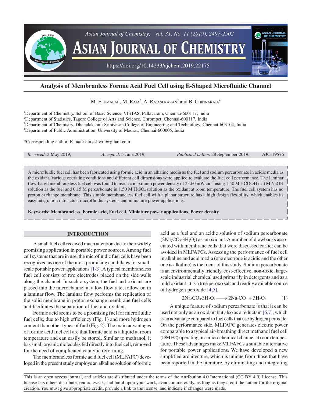 Analysis of Membranless Formic Acid Fuel Cell Using E-Shaped Microfluidic Channel