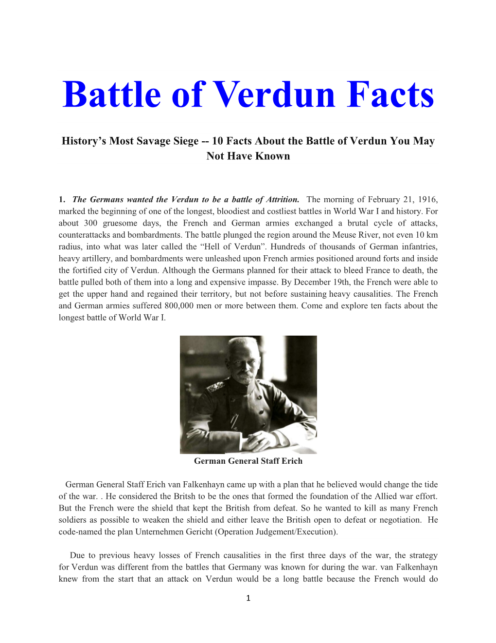 WWI Battle of Verdun Facts