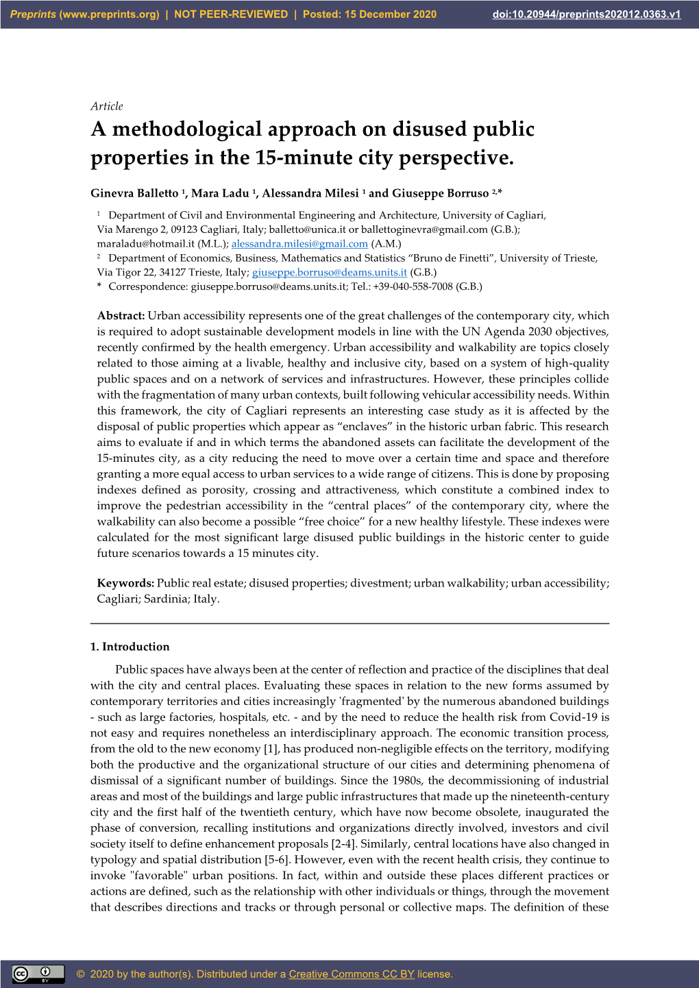 A Methodological Approach on Disused Public Properties in the 15-Minute City Perspective