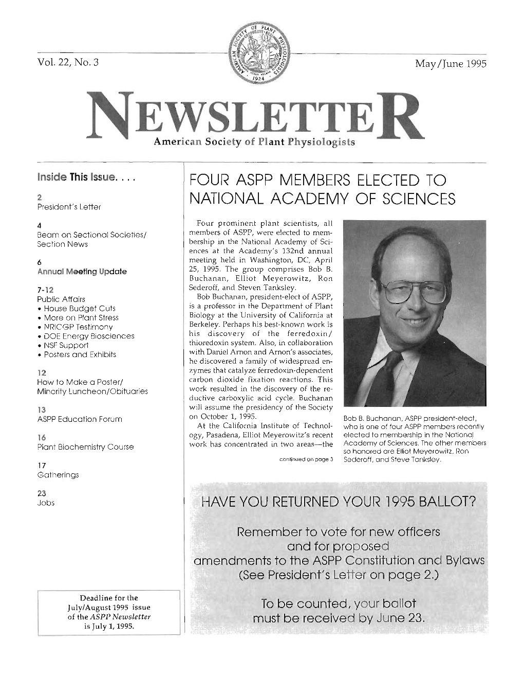 NEWSLETTER American Society of Plant Physiologists