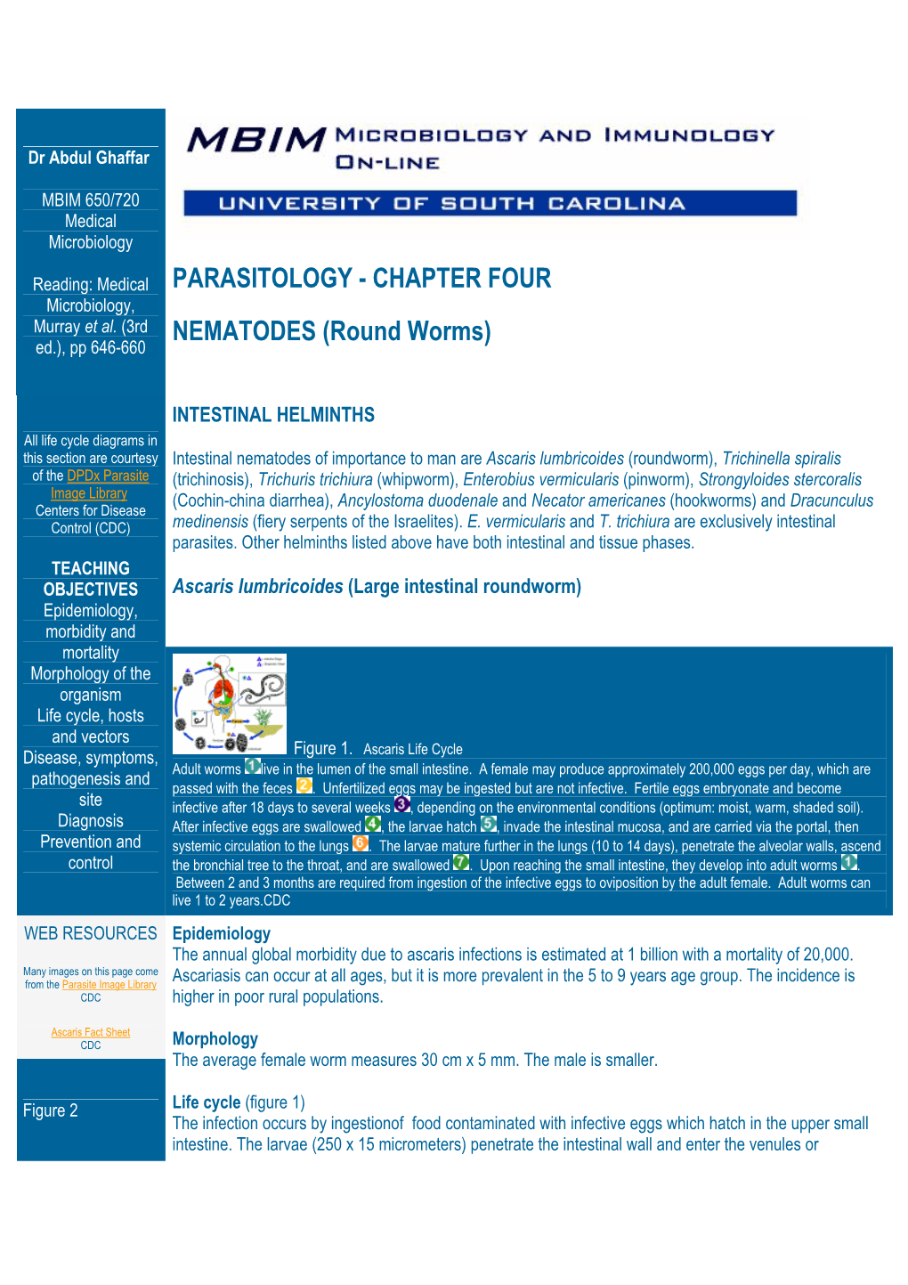 PARASITOLOGY - CHAPTER FOUR Microbiology, Murray Et Al