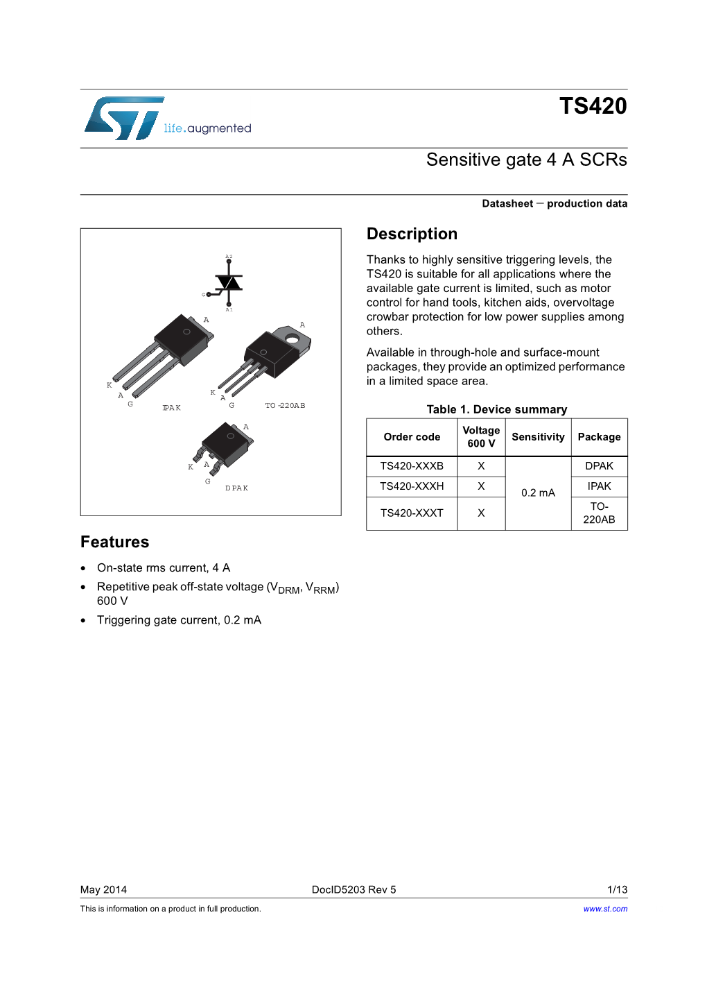 Sensitive Gate 4 a Scrs