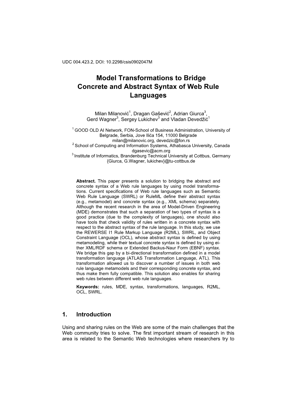 Model Transformations to Bridge Concrete and Abstract Syntax of Web Rule Languages