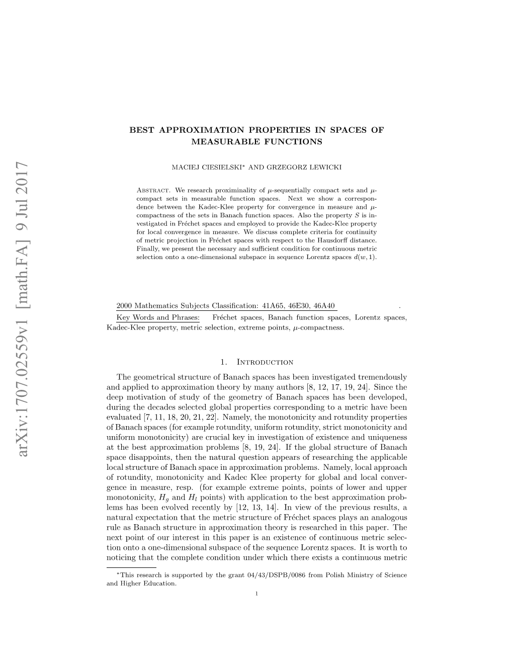 Best Approximation Properties in Spaces of Measurable Functions 3