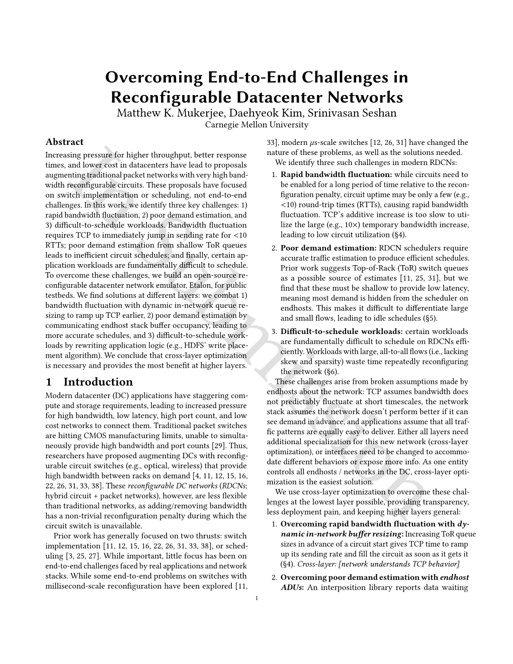 Overcoming End-To-End Challenges in Reconfigurable Datacenter Networks Matthew K