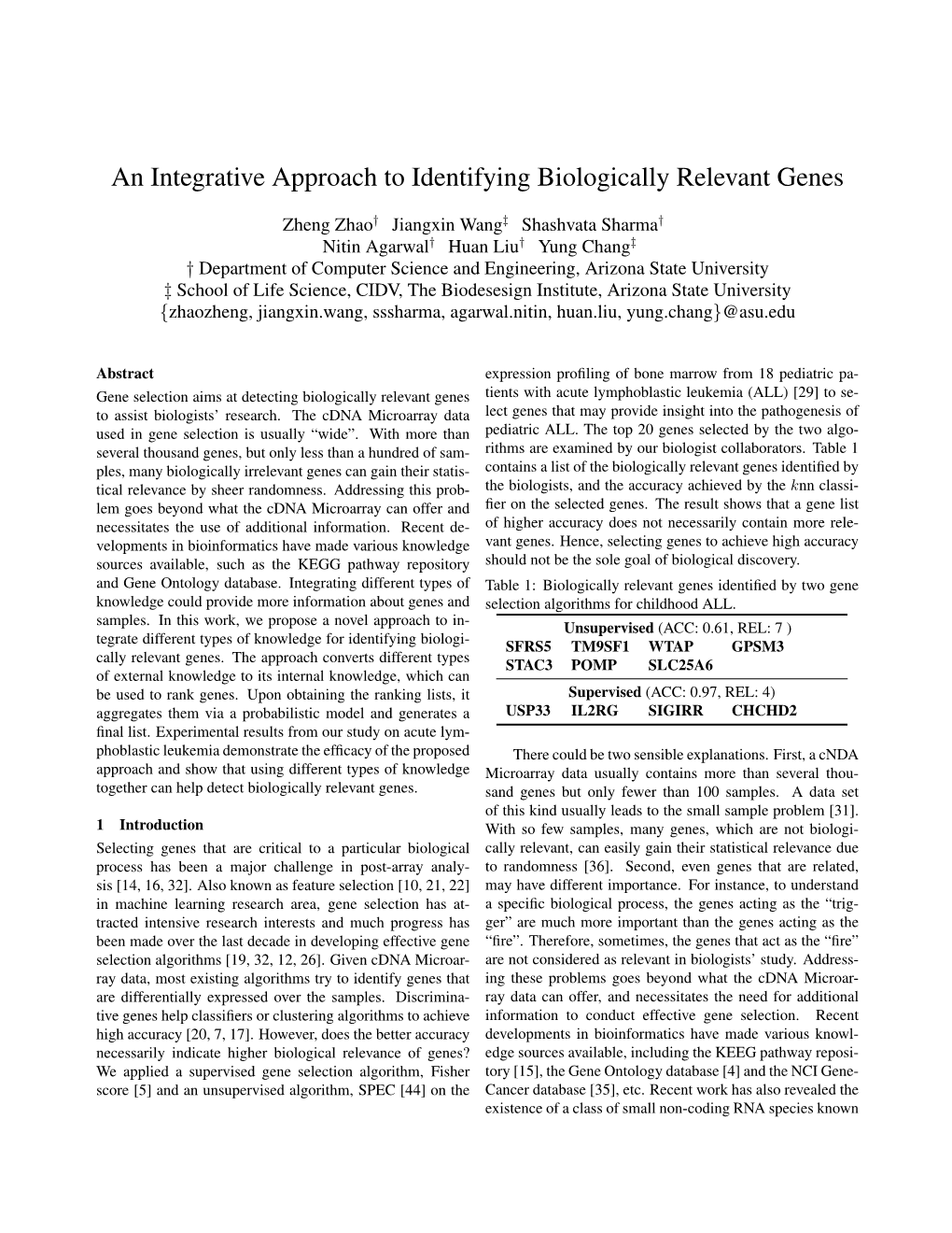 An Integrative Approach to Identifying Biologically Relevant Genes