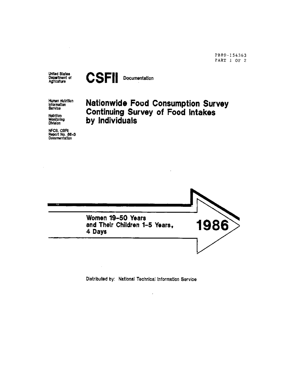 (CSFII): Four Days of Food Intake Data for Women 19-50 Years & Their Child