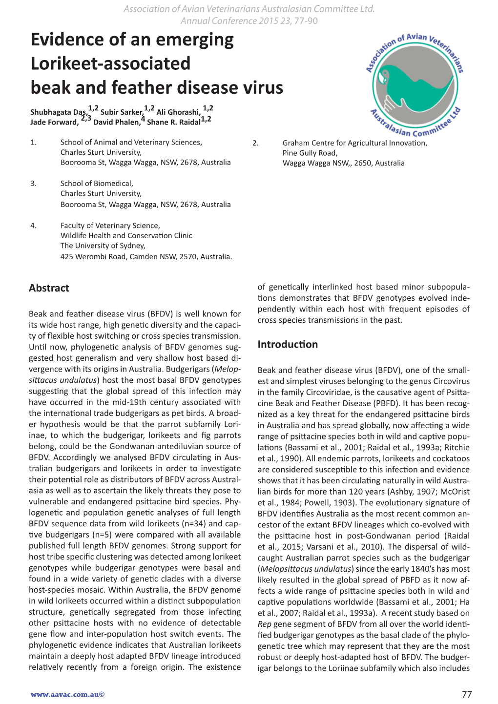 Evidence of an Emerging Lorikeet-Associated Beak and Feather Disease Virus