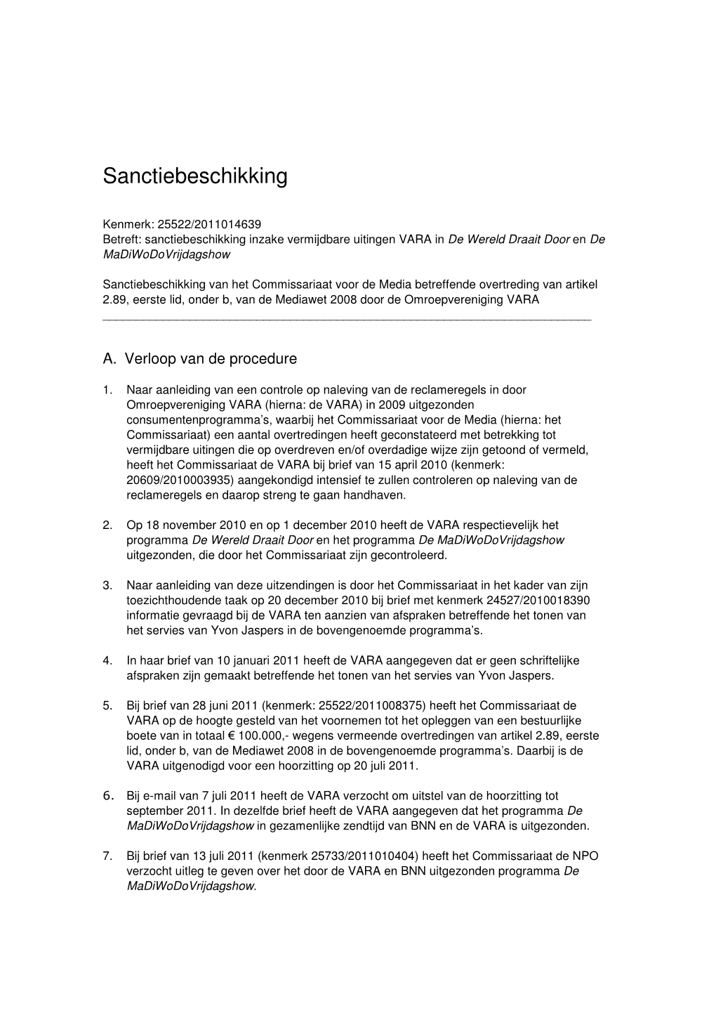 Sanctiebeschikking