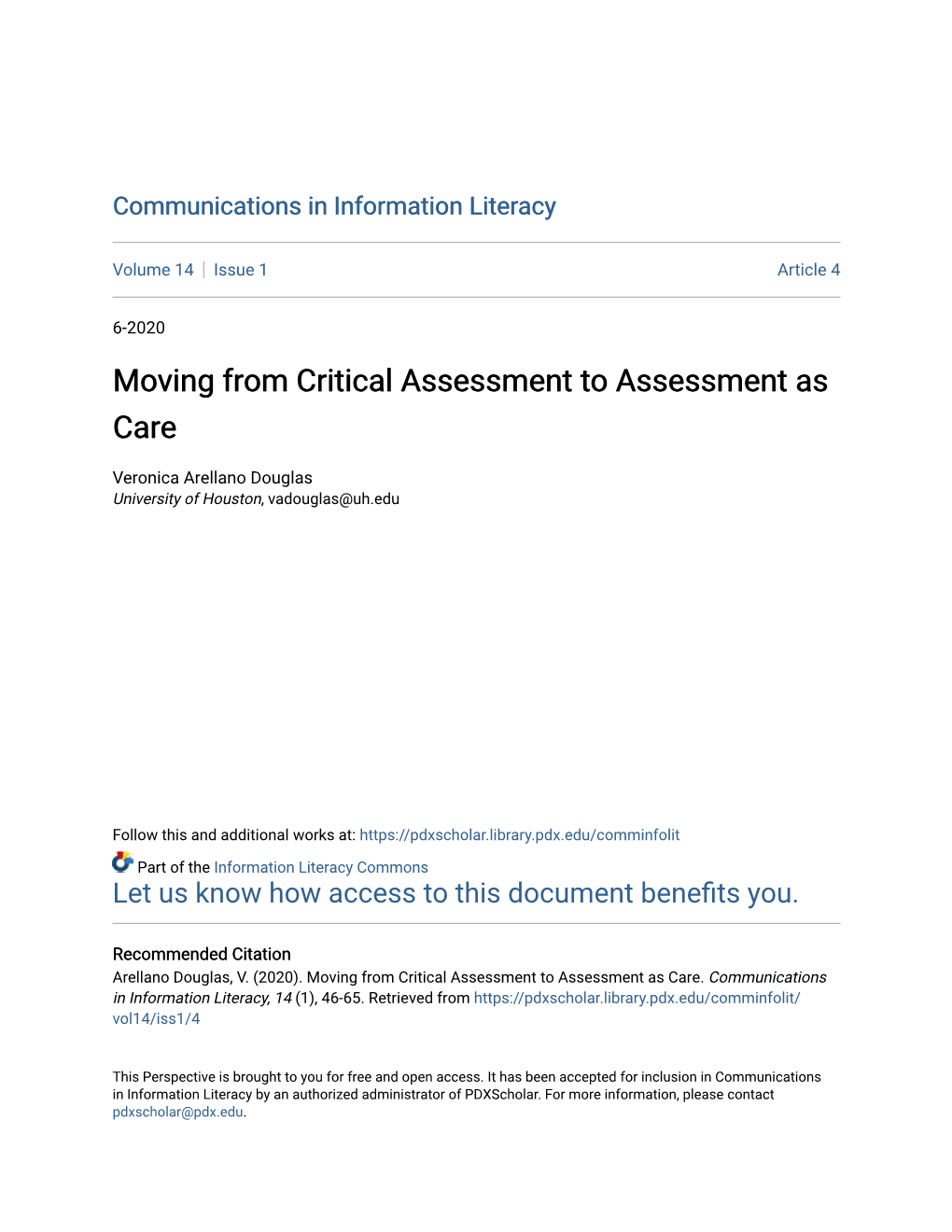 Moving from Critical Assessment to Assessment As Care