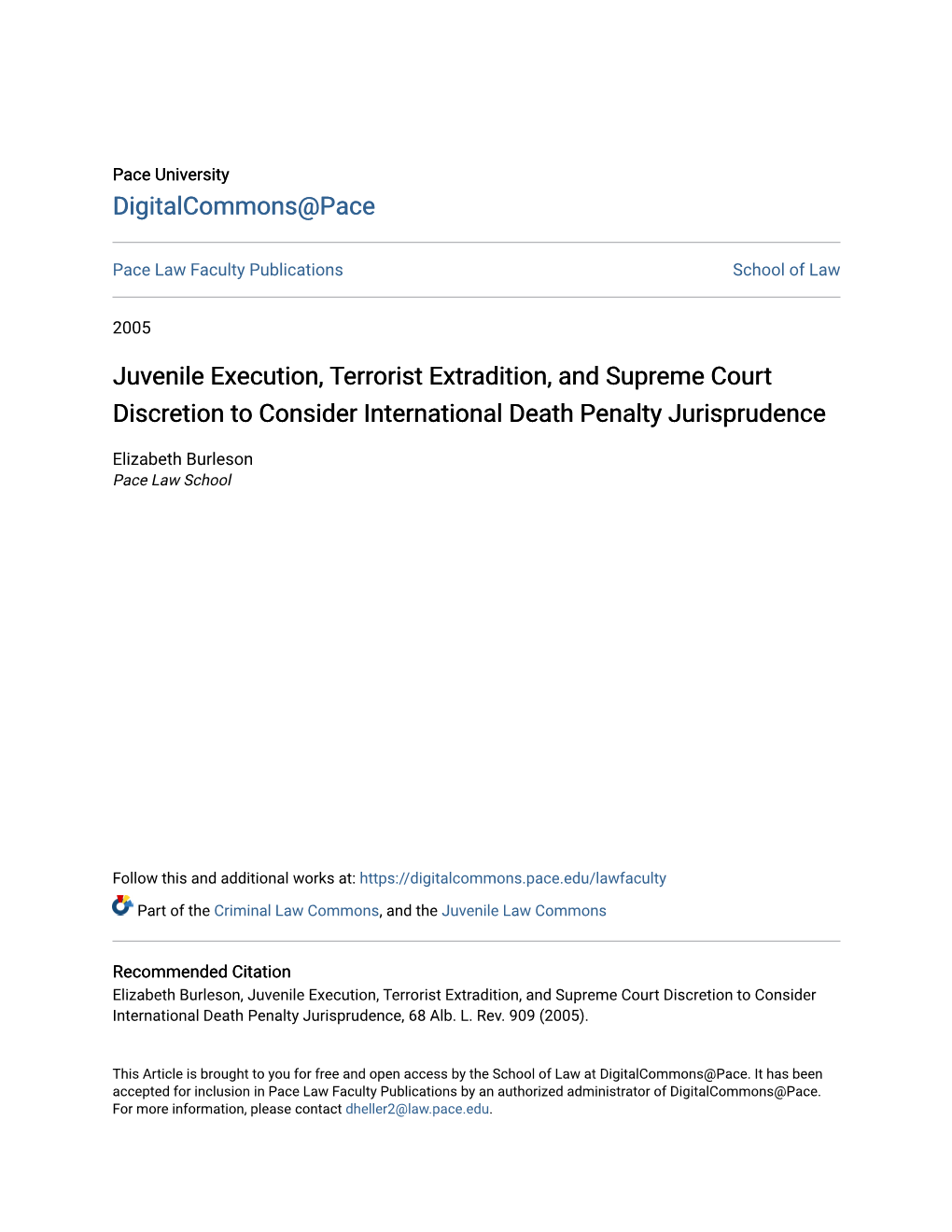 Juvenile Execution, Terrorist Extradition, and Supreme Court Discretion to Consider International Death Penalty Jurisprudence
