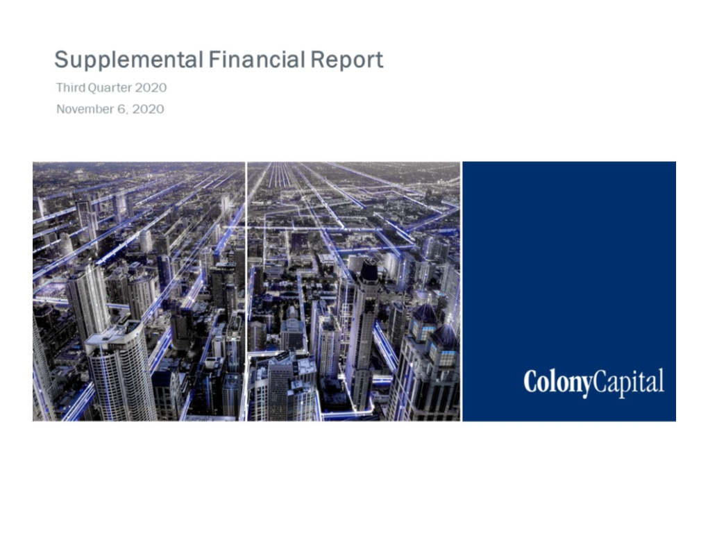Colony Capital Q3 2020 Supplemental Financial Presentation