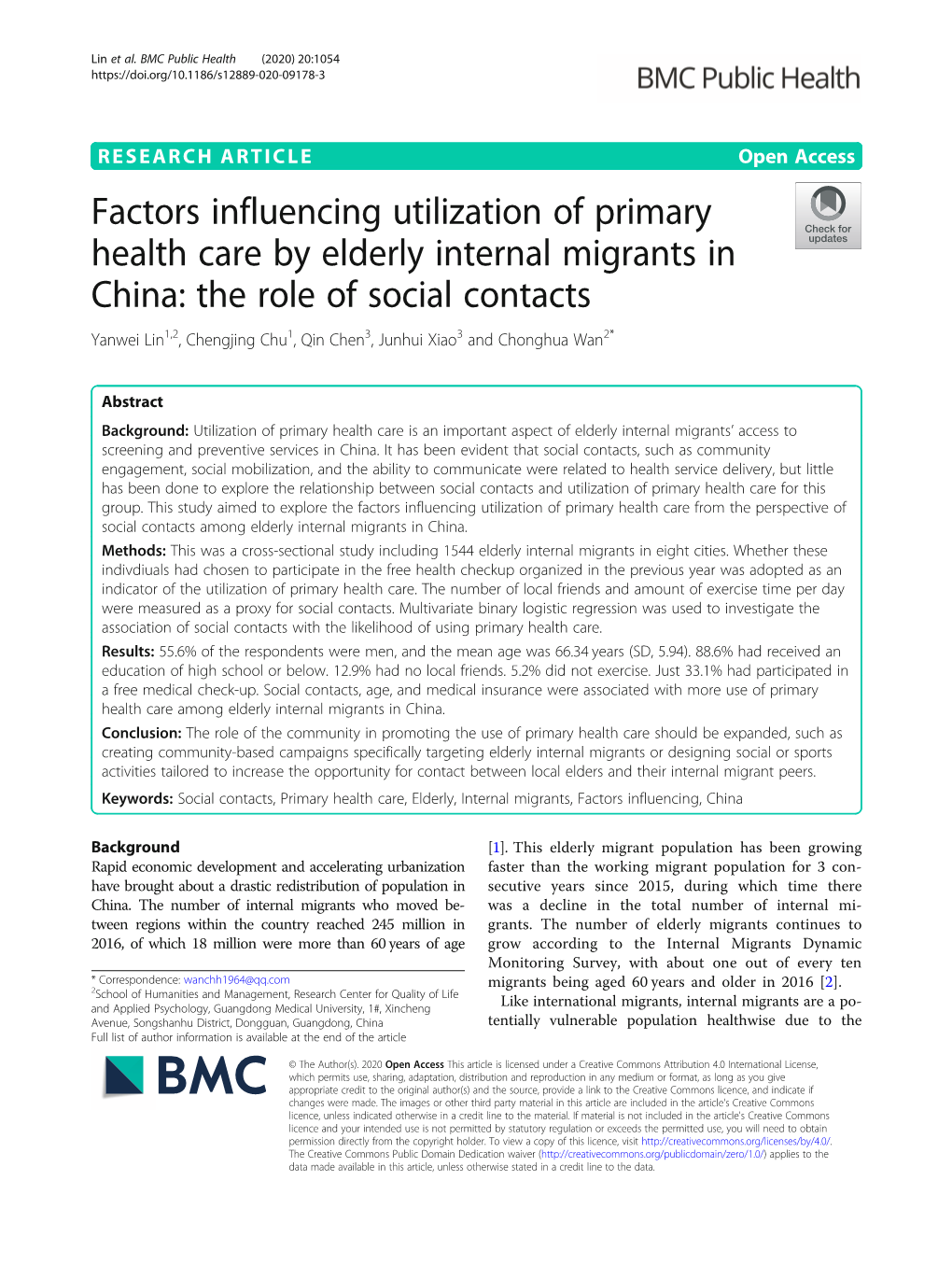 Factors Influencing Utilization of Primary Health Care by Elderly