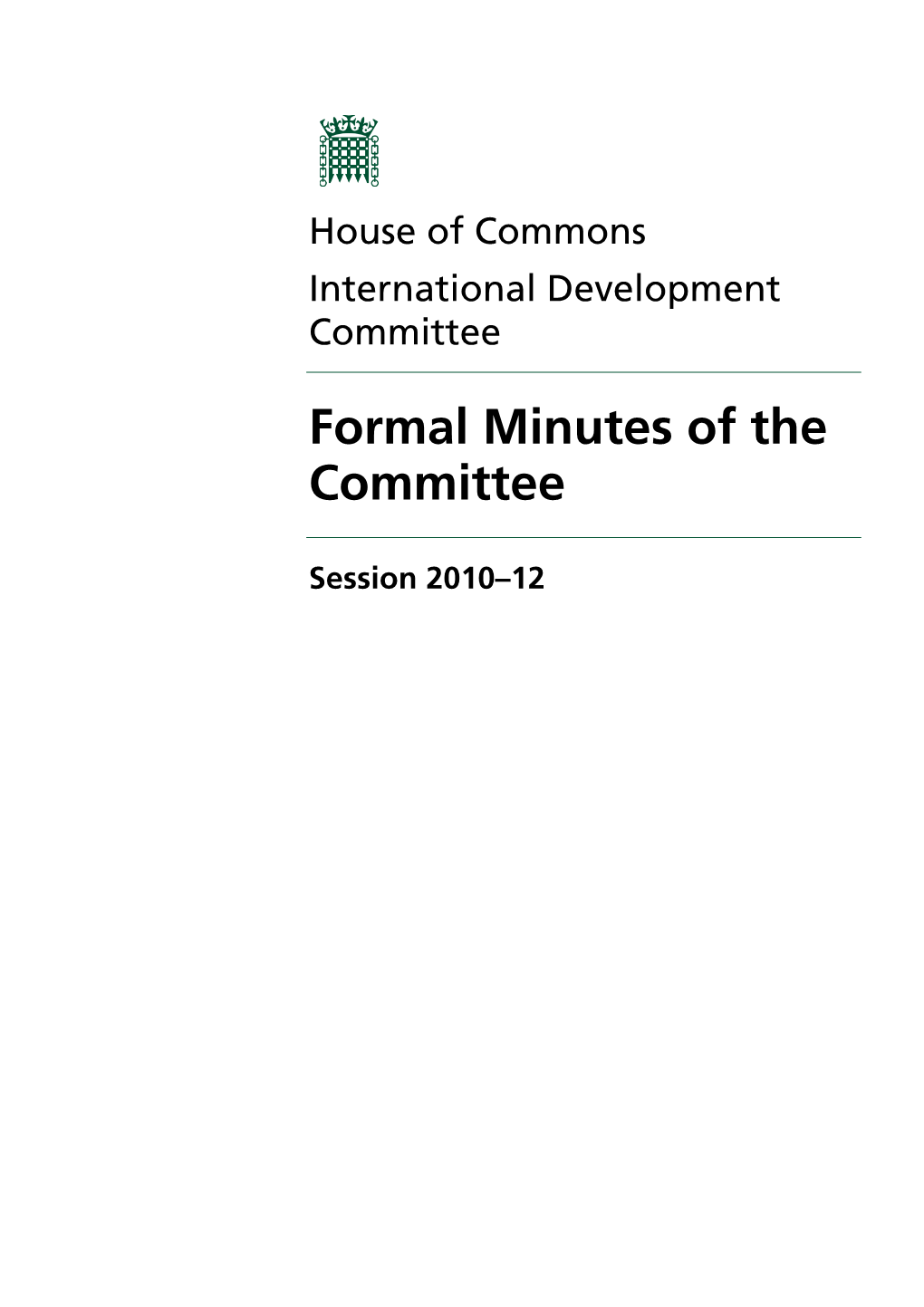 Formal Minutes of the Committee