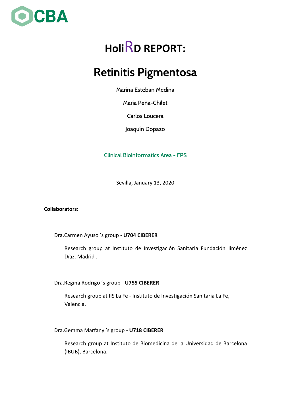 Holird REPORT: Retinitis Pigmentosa