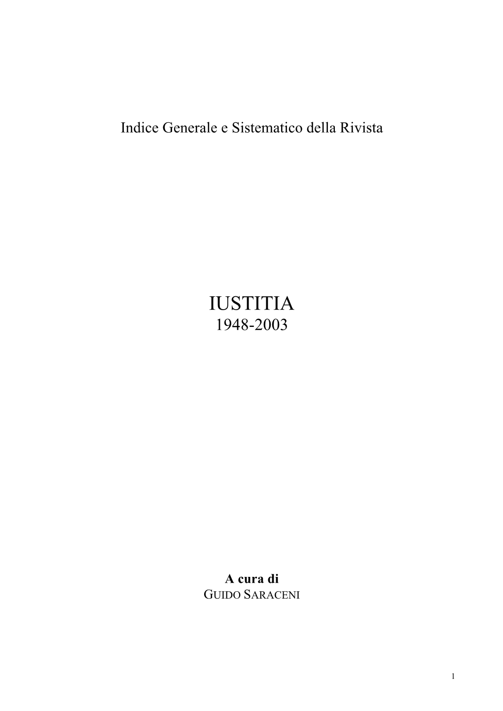 Iustitia Indice Generale 1948-2003