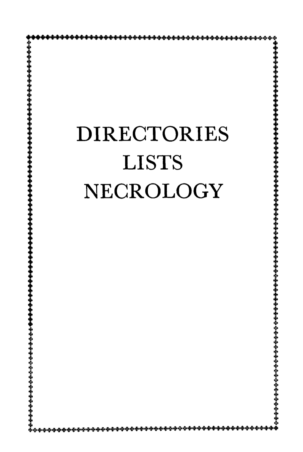 Directories Lists Necrology