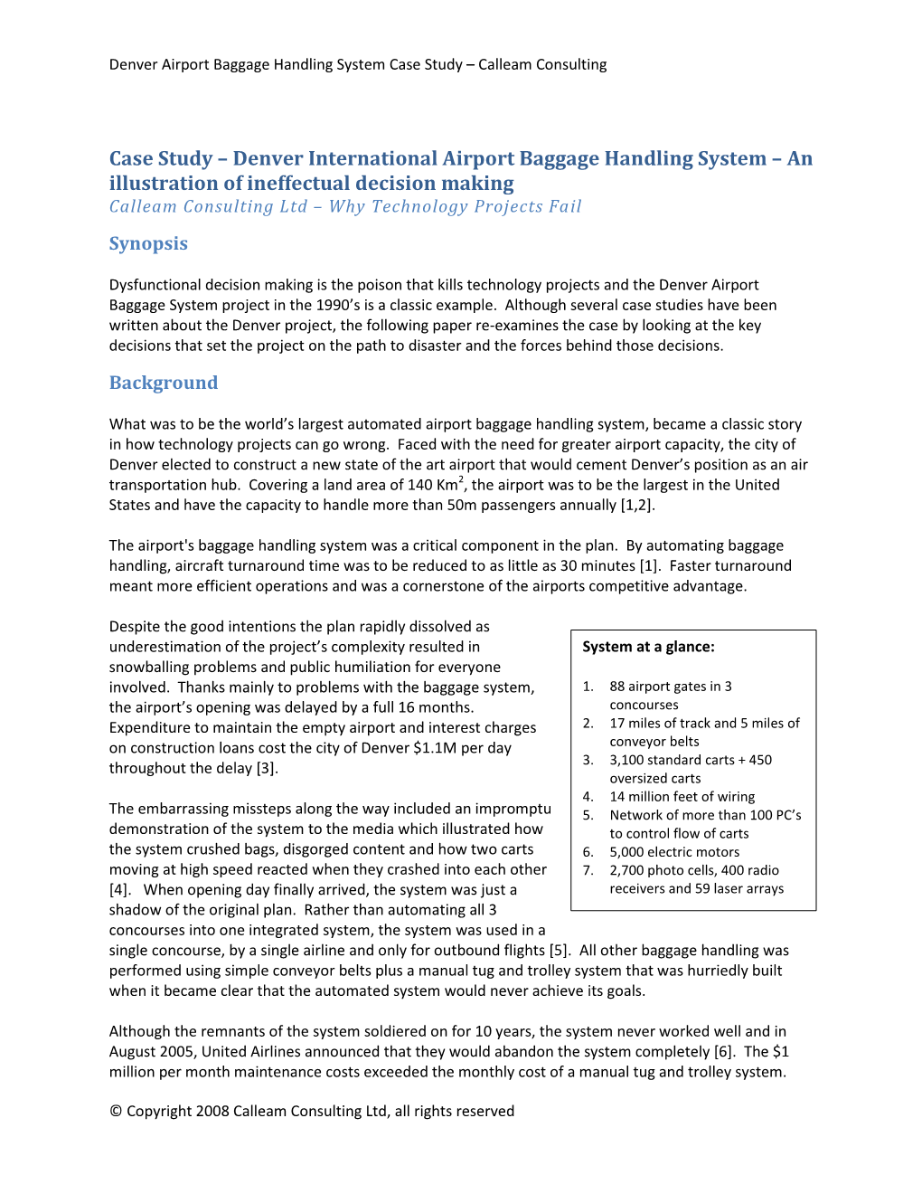 Case Study – Denver International Airport Baggage Handling System