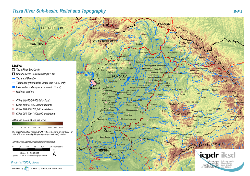 Tisza River Sub-Basin: Relief and Topography MAP 2
