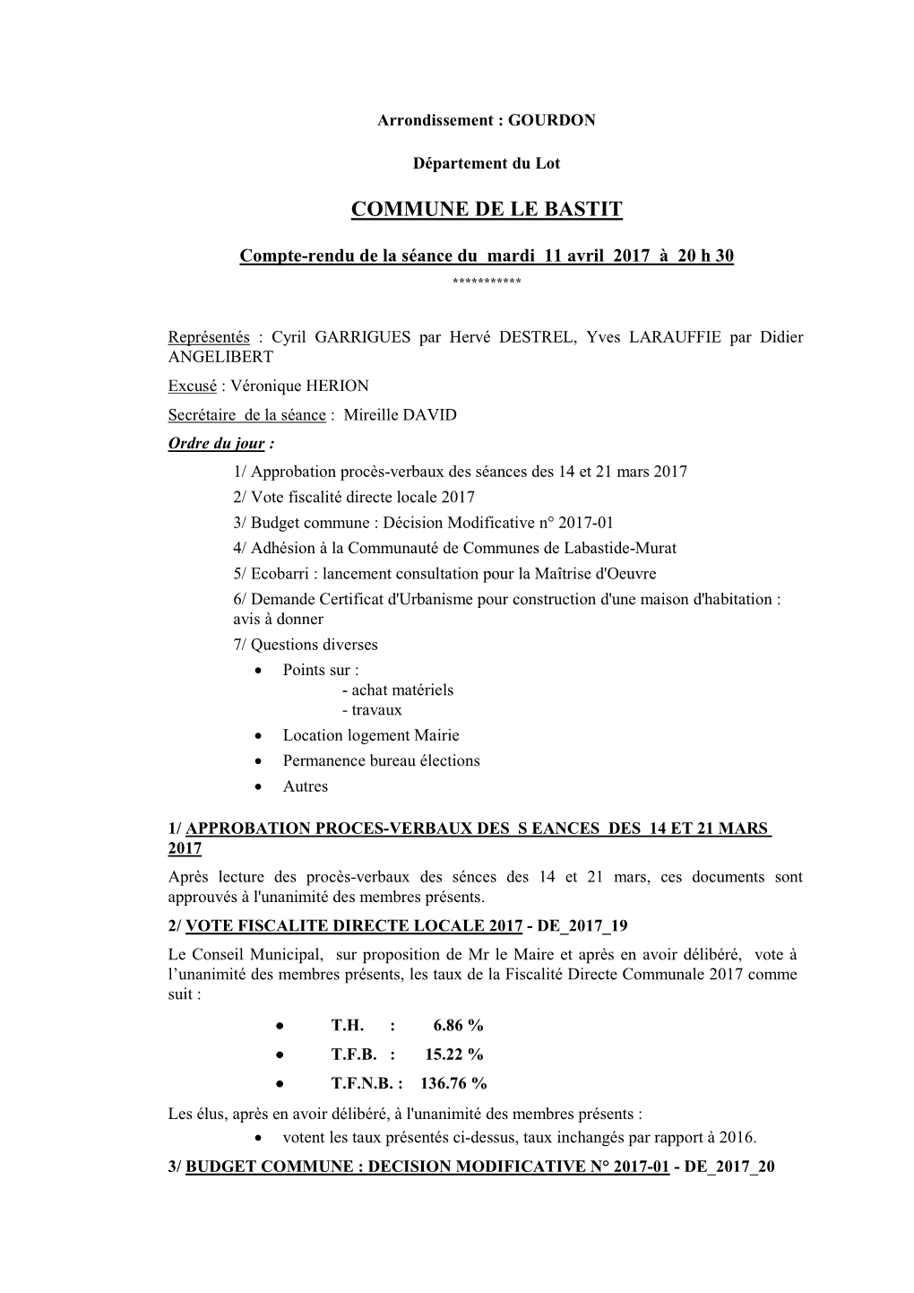 Compte Rendu De La Séance Du