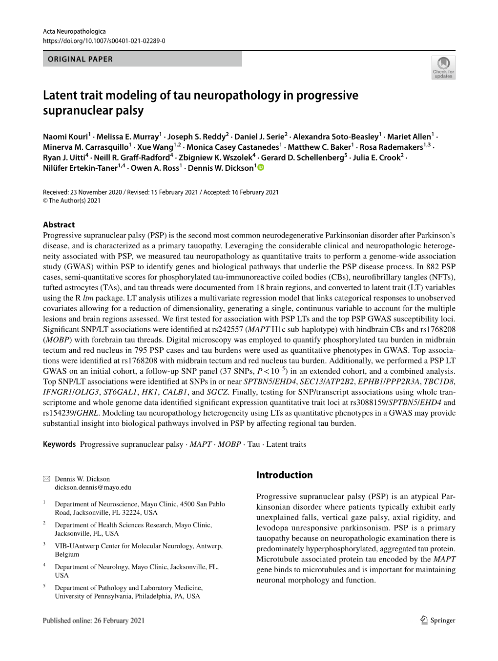 Latent Trait Modeling of Tau Neuropathology in Progressive Supranuclear Palsy