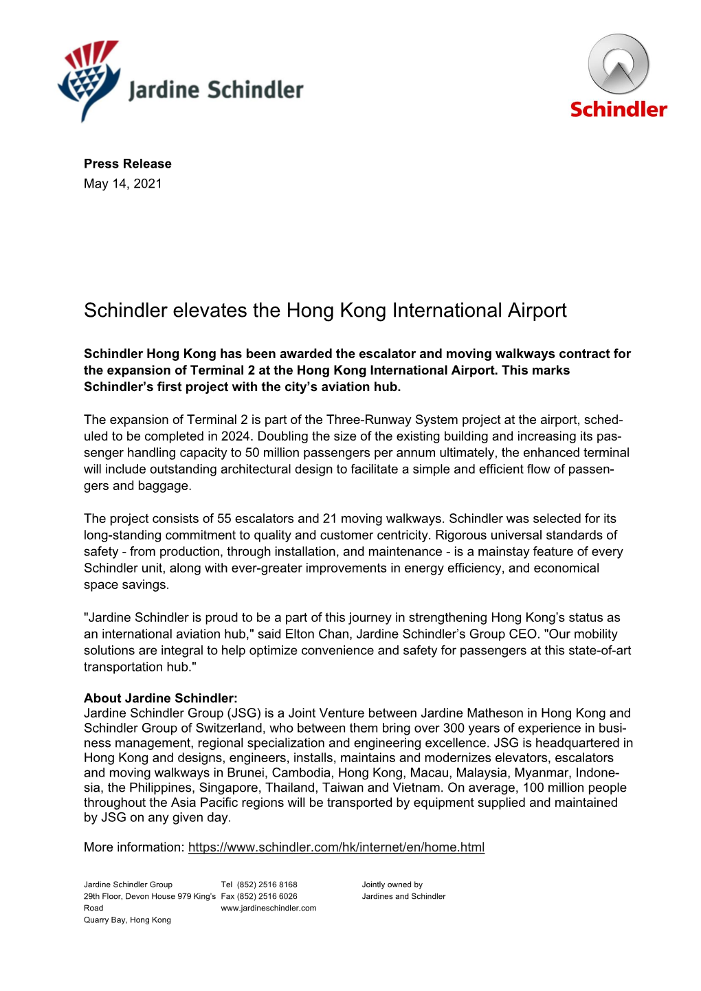 Schindler Elevates the Hong Kong International Airport