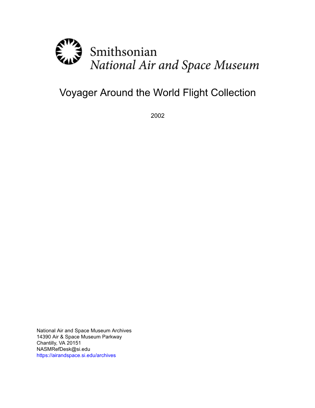 Voyager Around the World Flight Collection