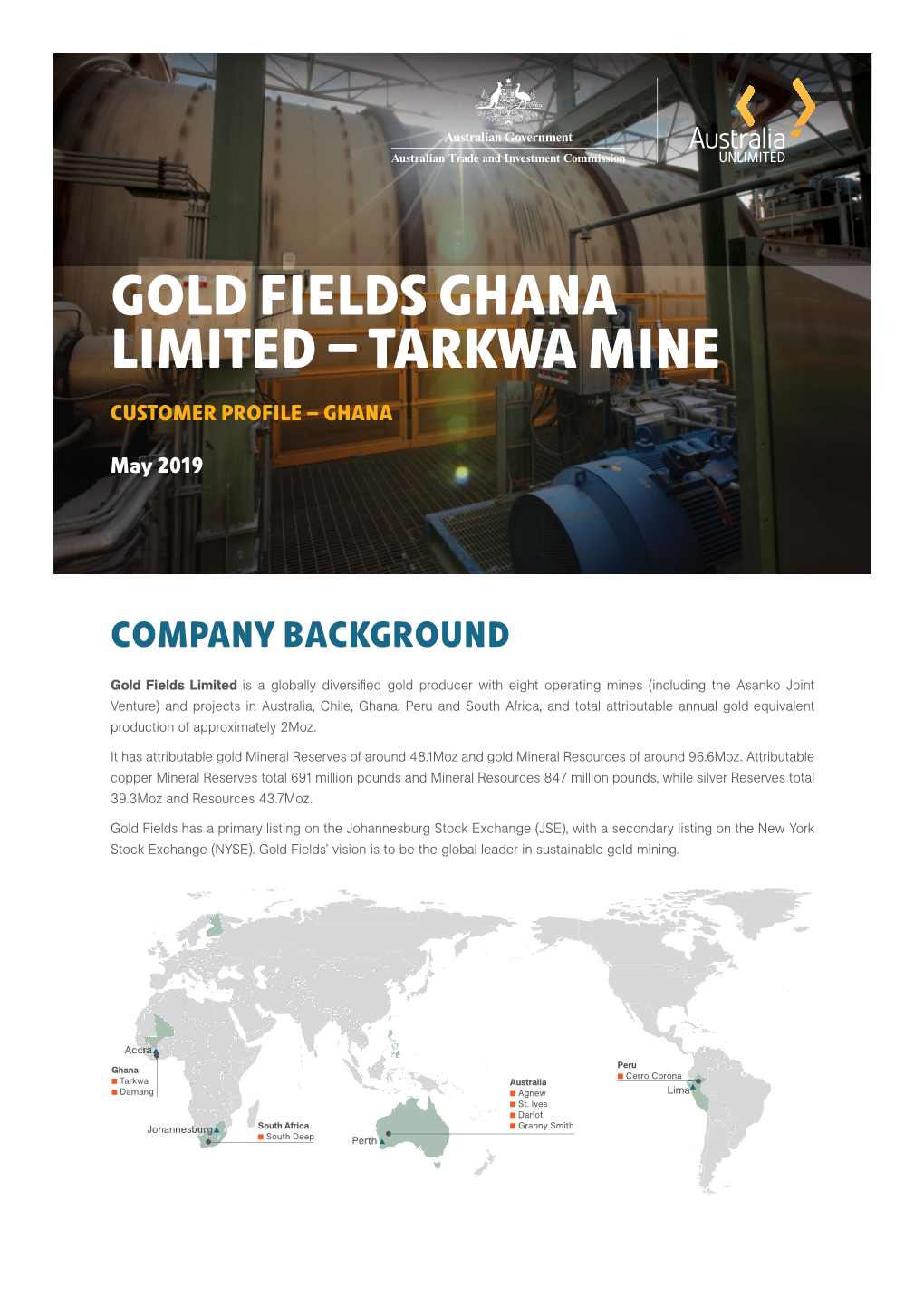 Gold Fields Ghana Limited – Tarkwa Mine Customer Profile – Ghana