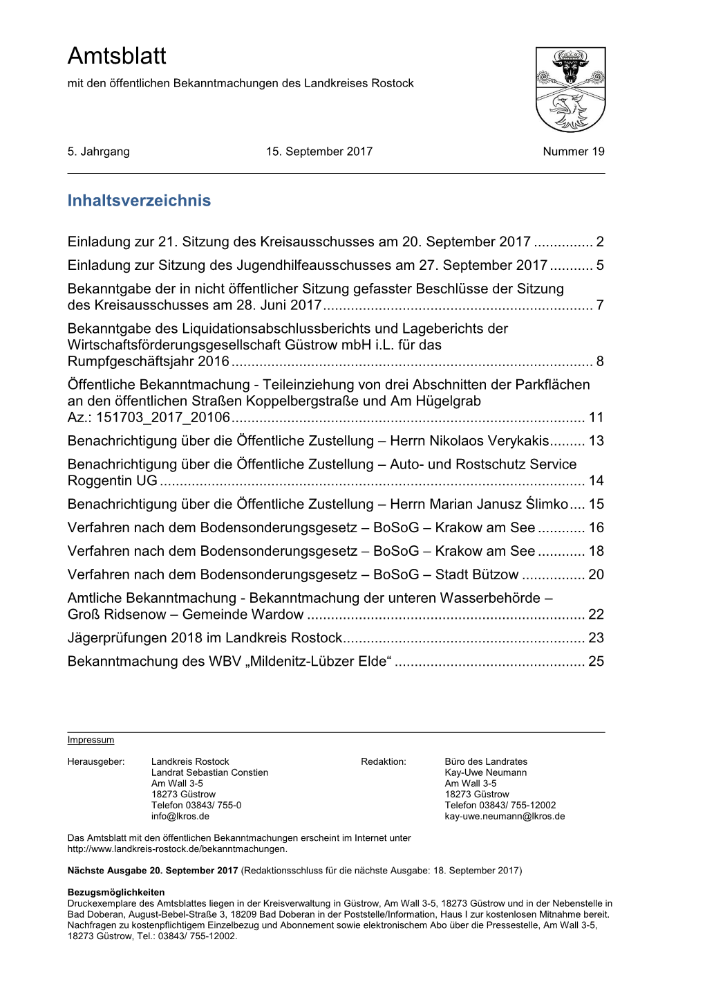 Amtsblatt Des Landkreises Rostock