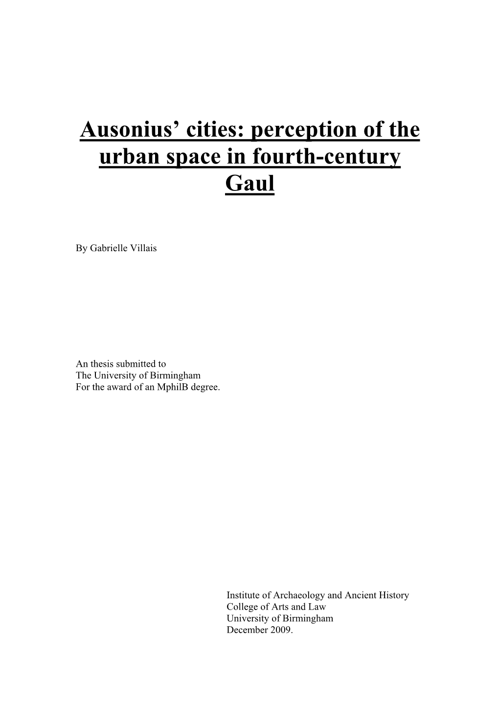 Ausonius' Cities