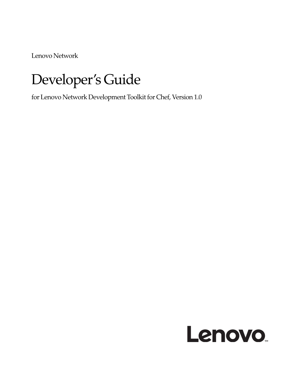 Developer's Guide for Lenovo Network Development Toolkit for Chef