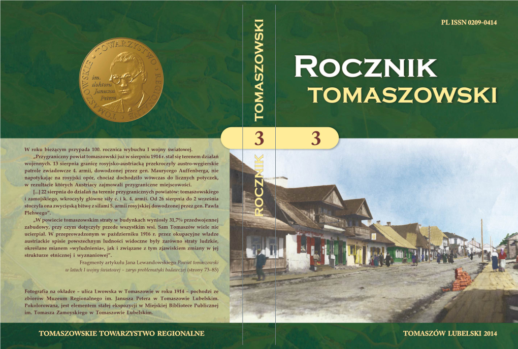 Pl Issn 0209-0414 Tomaszowskie Towarzystwo Regionalne Tomaszów Lubelski 2014