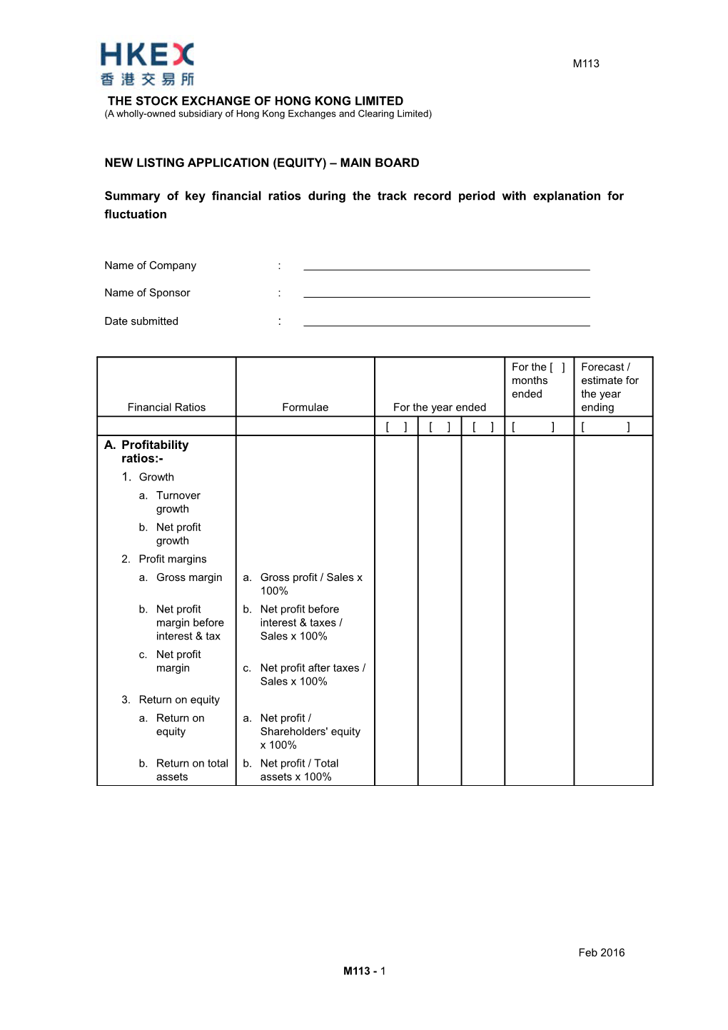 New Listing Application (Equity) Main Board s1