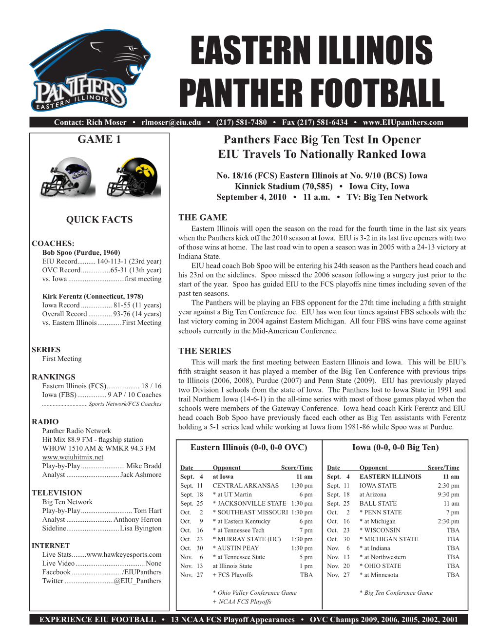 Eastern Illinois Panther Football