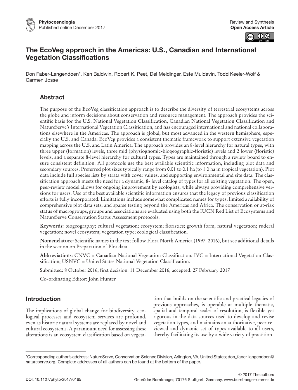 Faber-Langendoen Et Al, 2017. the Ecoveg Approach in the Americas