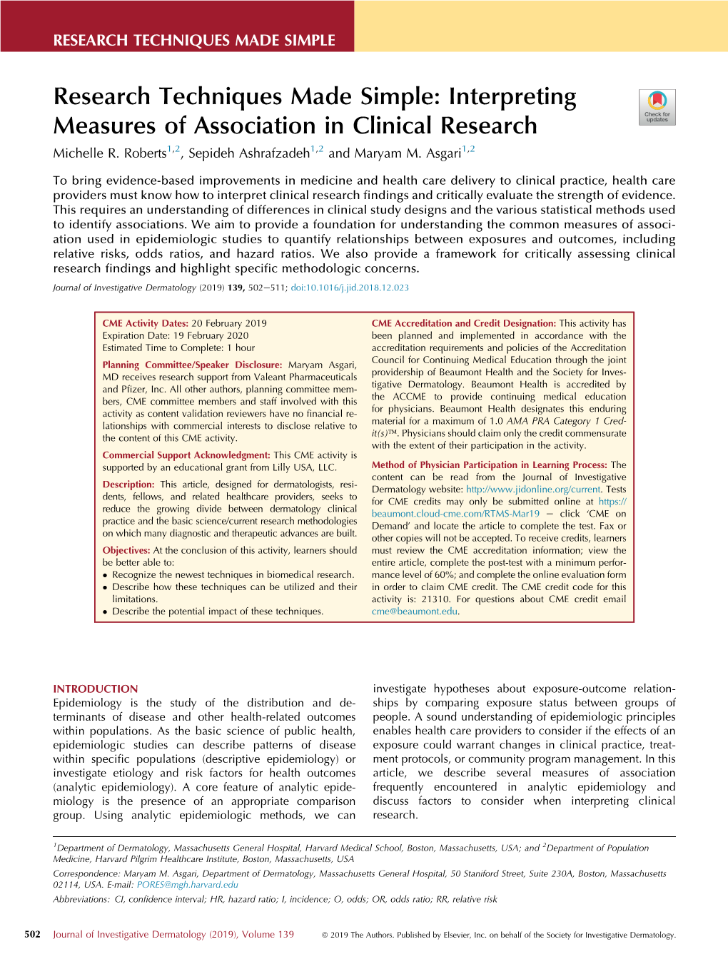 Interpreting Measures of Association in Clinical Research Michelle R