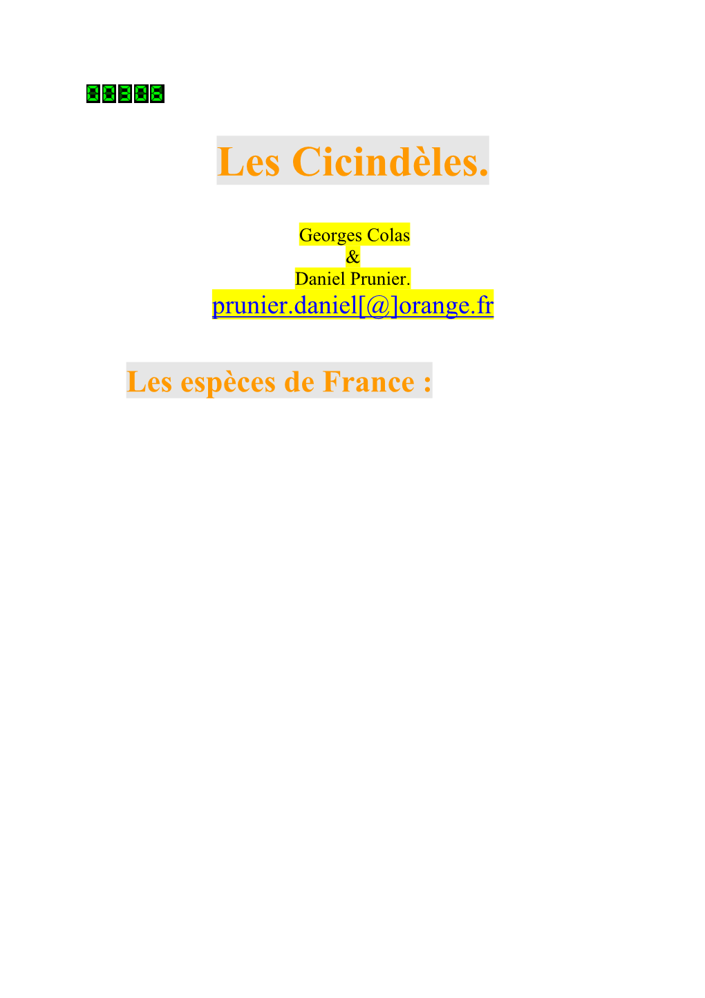 Les Cicindèles Francaises