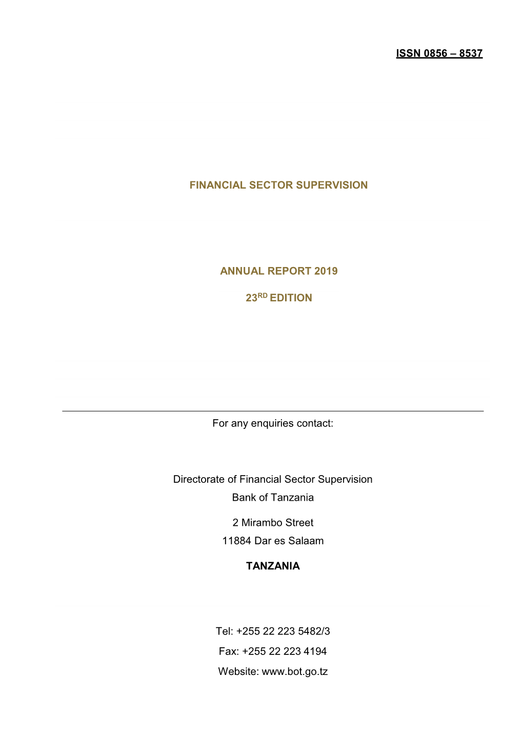 8537 Financial Sector Supervision Annual Report