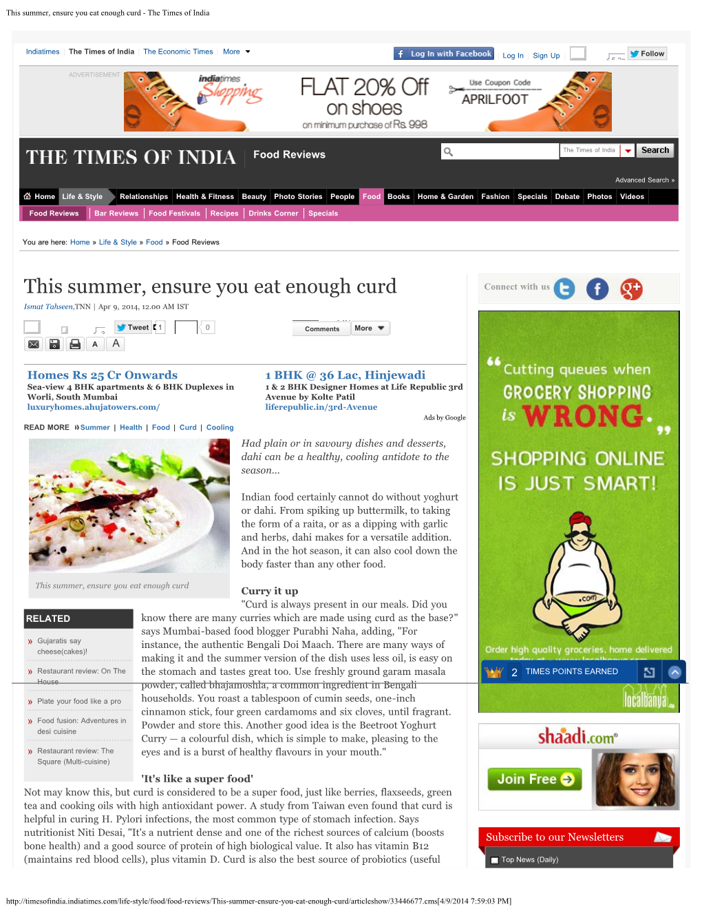 This Summer, Ensure You Eat Enough Curd - the Times of India