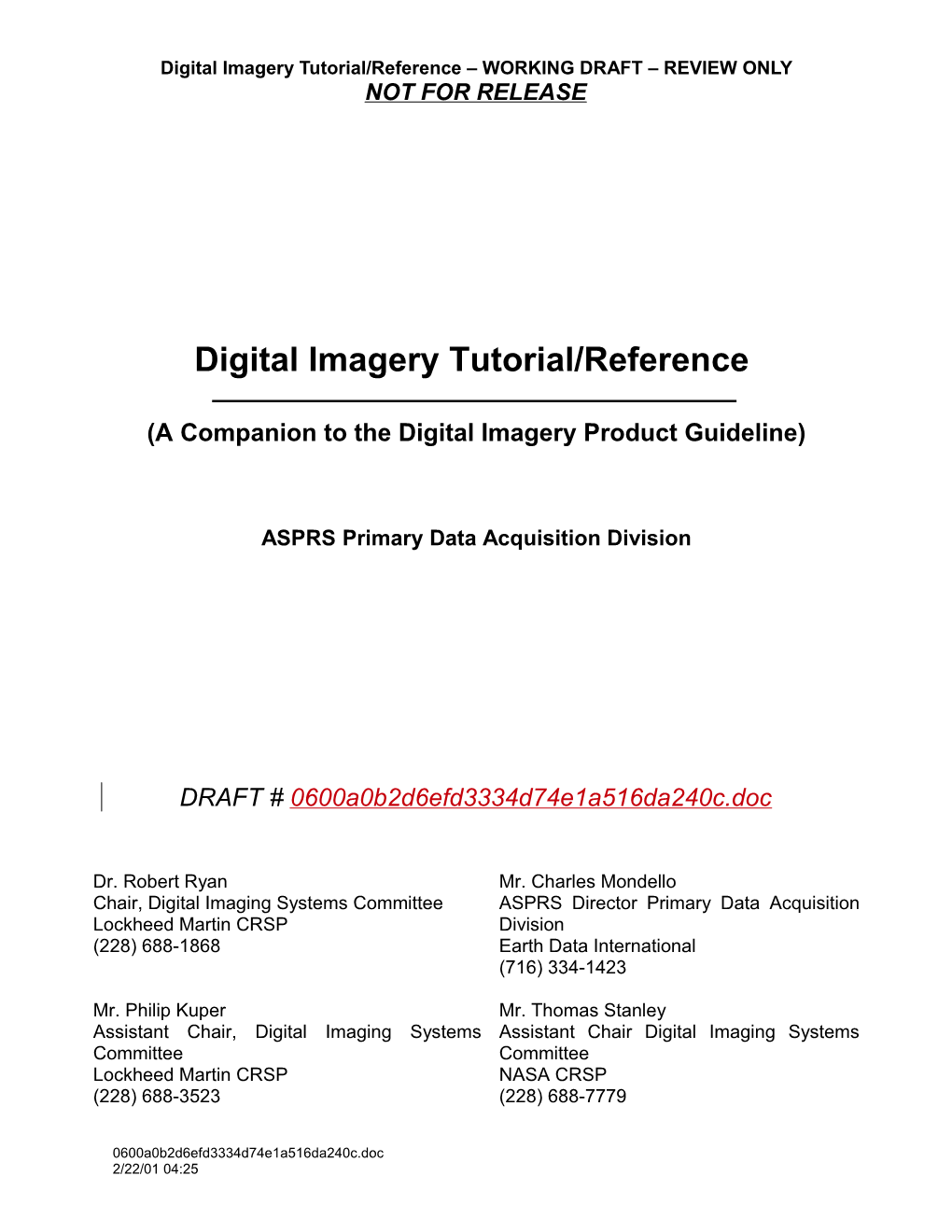 Digital Imagery Guidelines