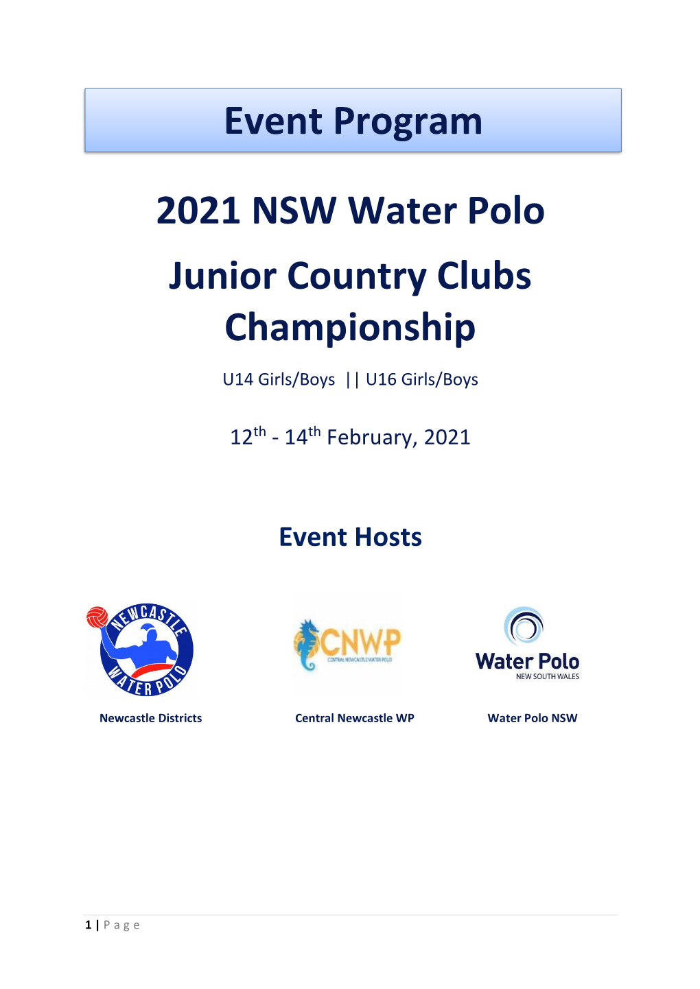 2021 NSW Water Polo Junior Country Clubs Championship