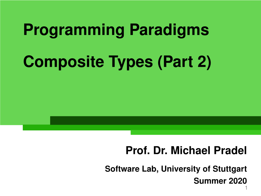 Programming Paradigms Composite Types