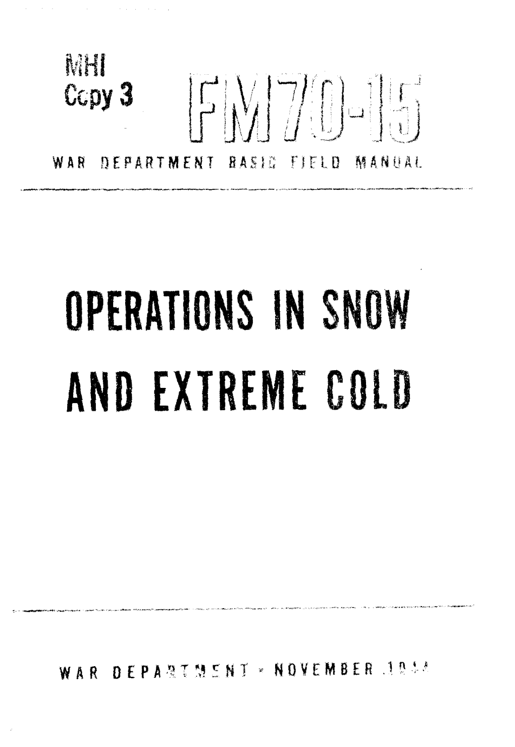 Operations in Snow and Extreme Cold