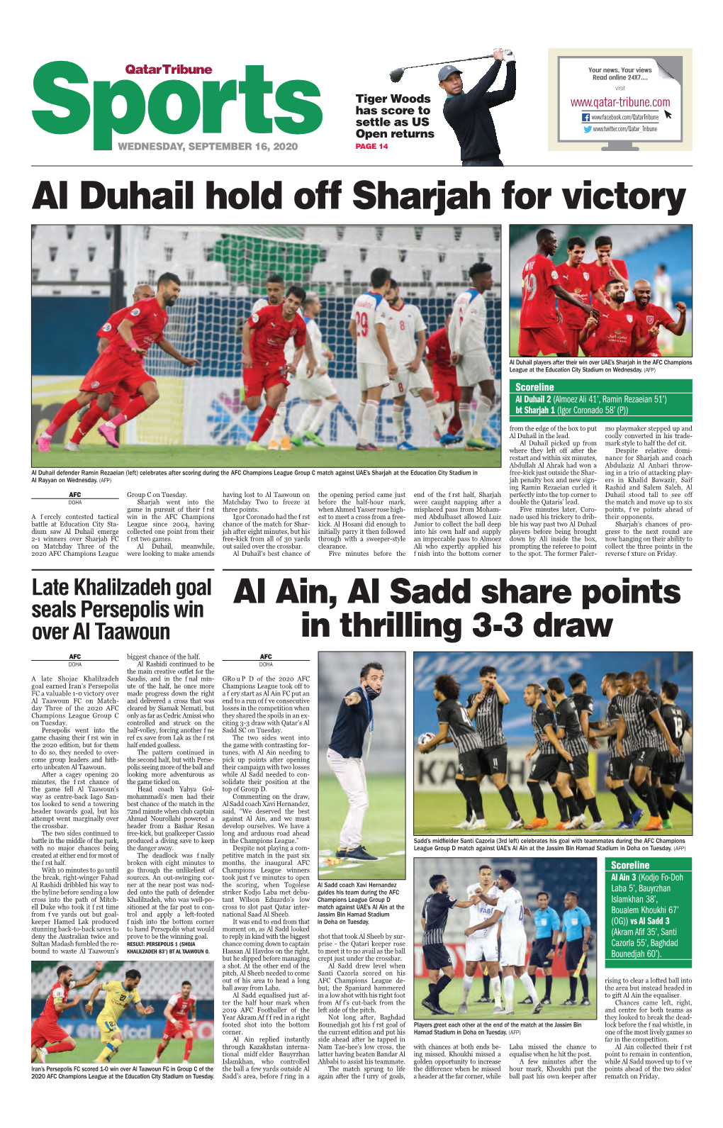 Al Duhail Hold Off Sharjah for Victory