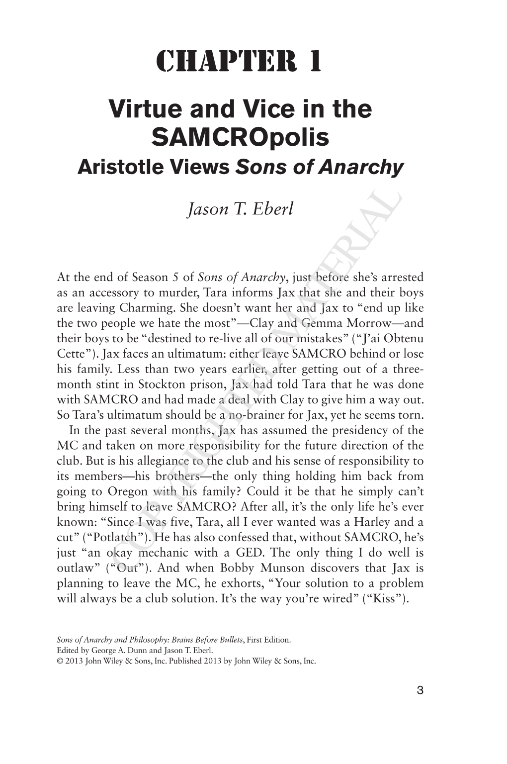 Virtue and Vice in the Samcropolis Aristotle Views Sons of Anarchy