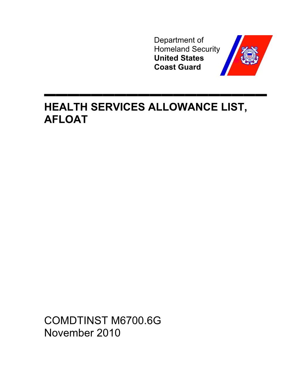 Health Services Allowance List, Afloat