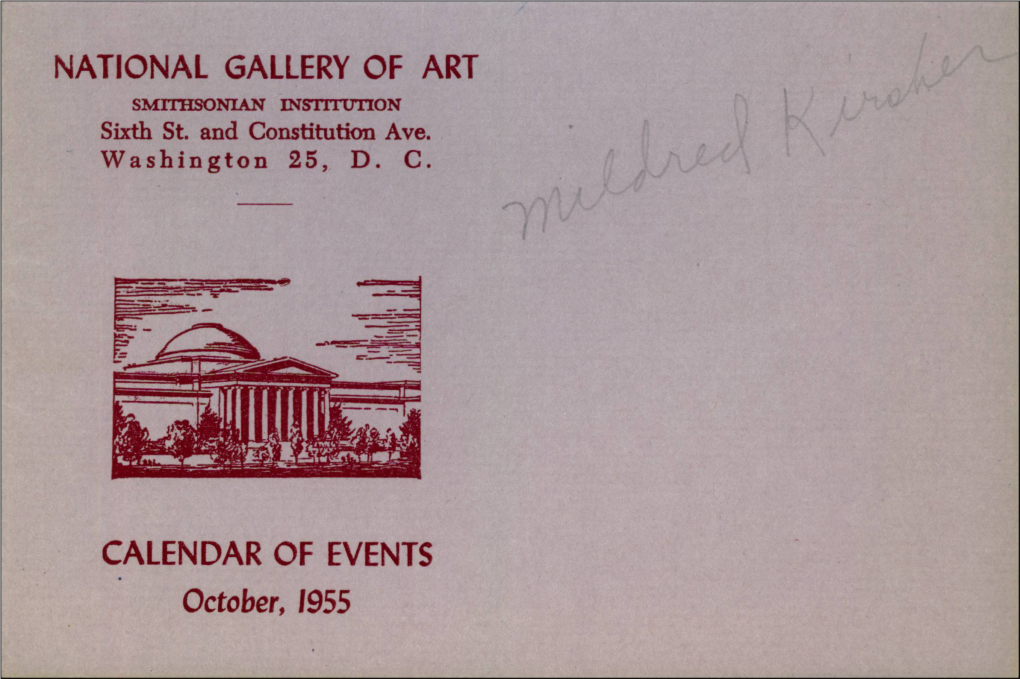 October, 1955 October, 1955 NATIONAL GALLERY of ART Weekdays 10 A.M