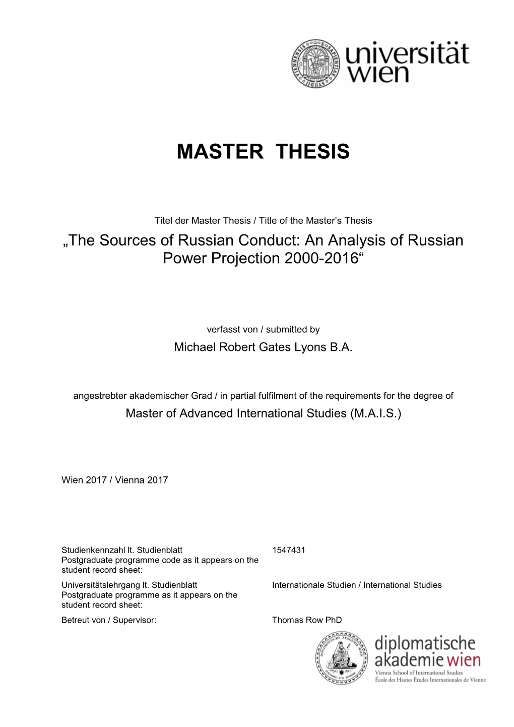 Master Thesis