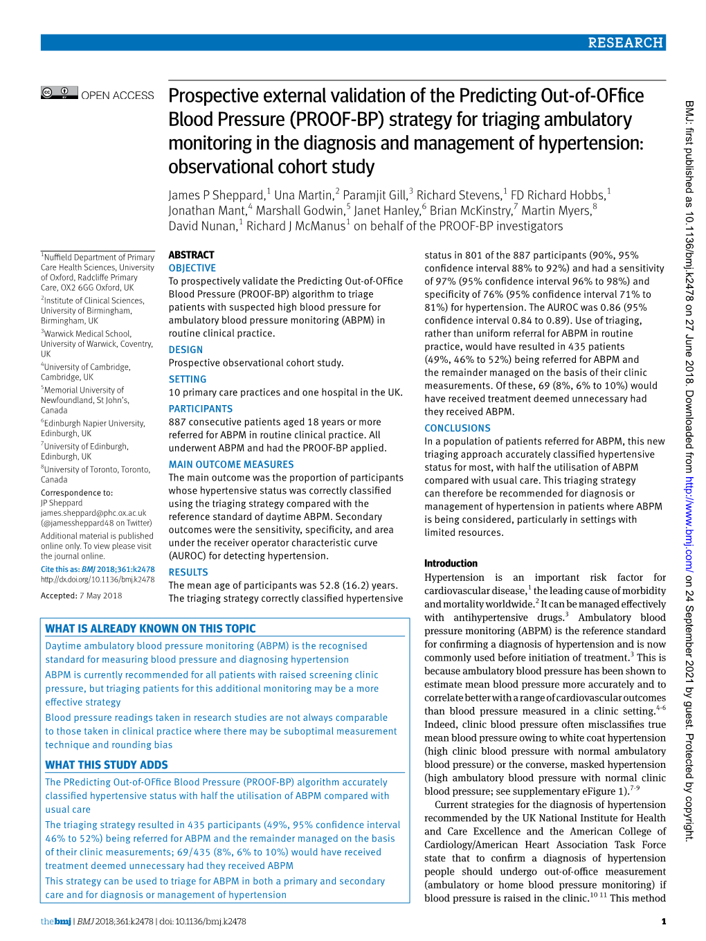 (PROOF-BP) Strategy for Triaging Ambulatory Monit