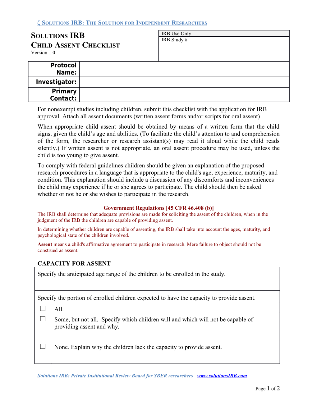 Z Solutions IRB: the Solution for Independent Researchers